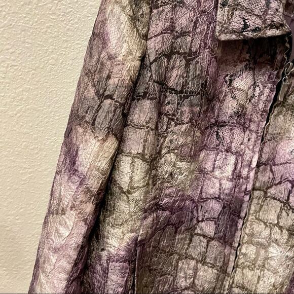 Vintage 90s Erin London Y2K Jacket Snakeskin Pattern Boxy Collared Zip Front Sm - Picture 4 of 12